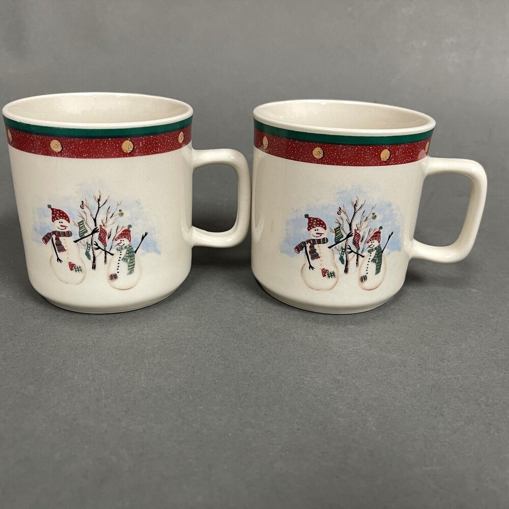 Royal Seasons Coffee Cups Mugs Stoneware Snowmen Microwave Dishwasher‎ Safe